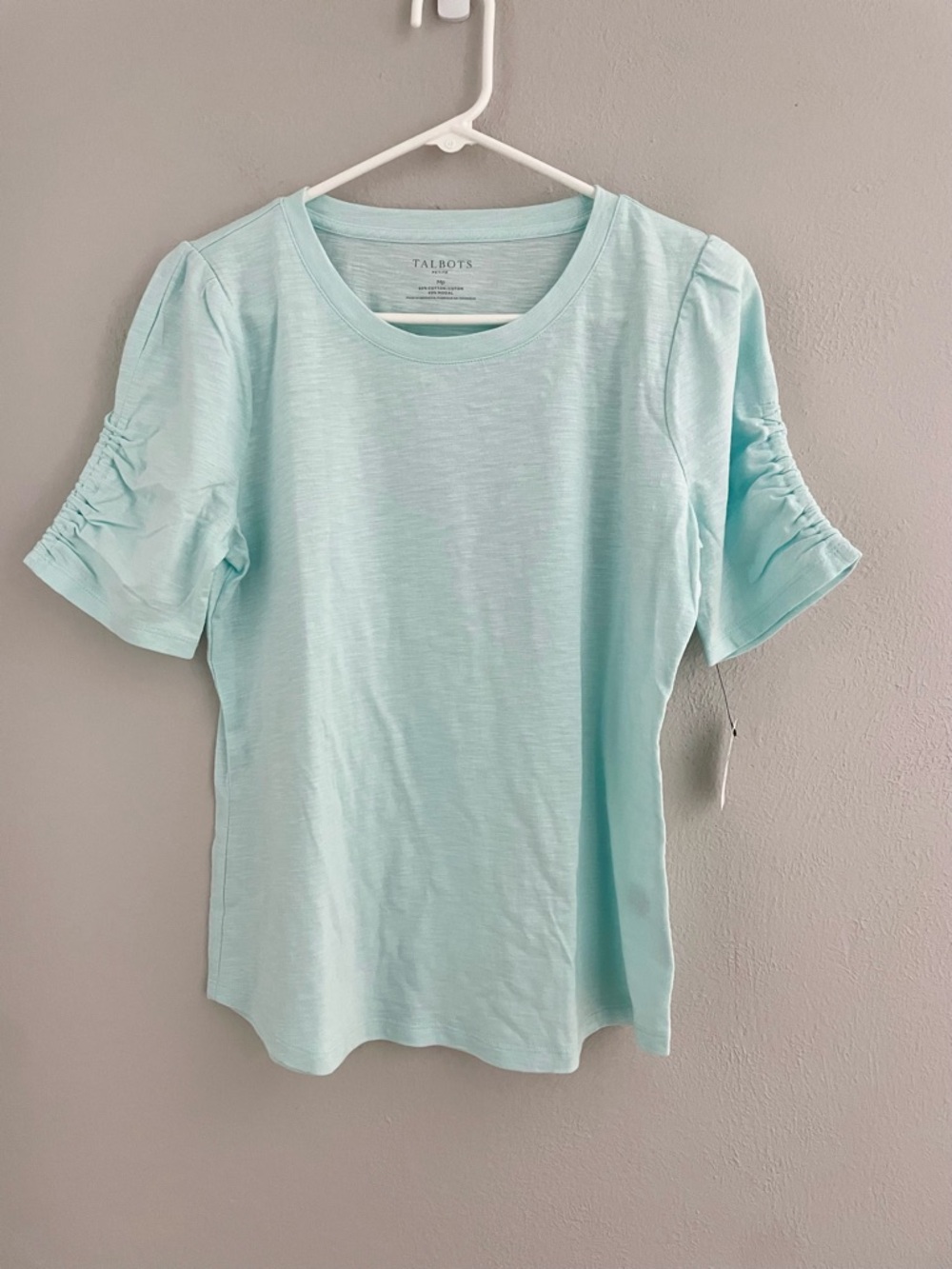 NWT Talbot’s Petite Ruched Sleeve Knit Tee Shirt Size MP